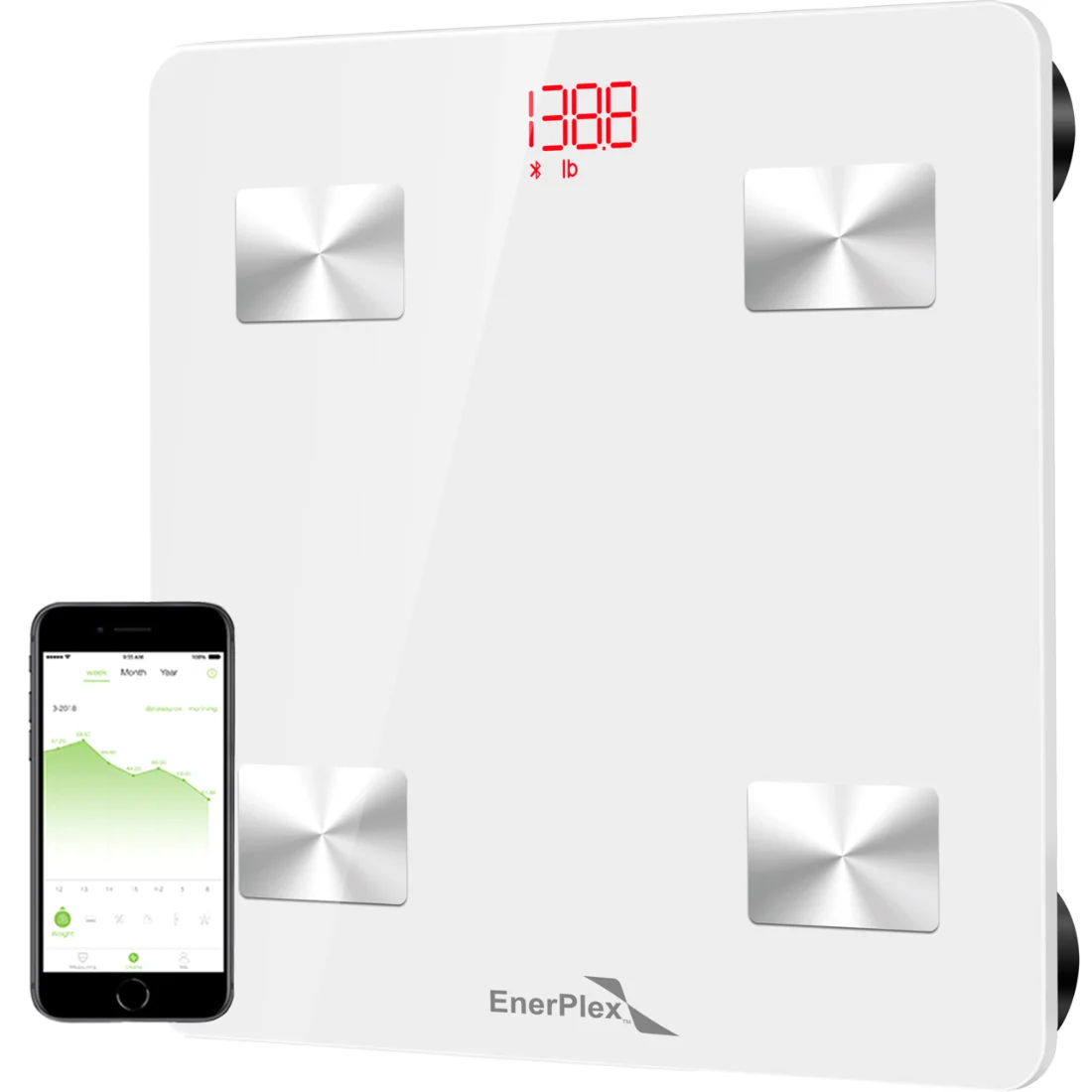 EnerPlex Fit Smart Body Composition Scale, White
