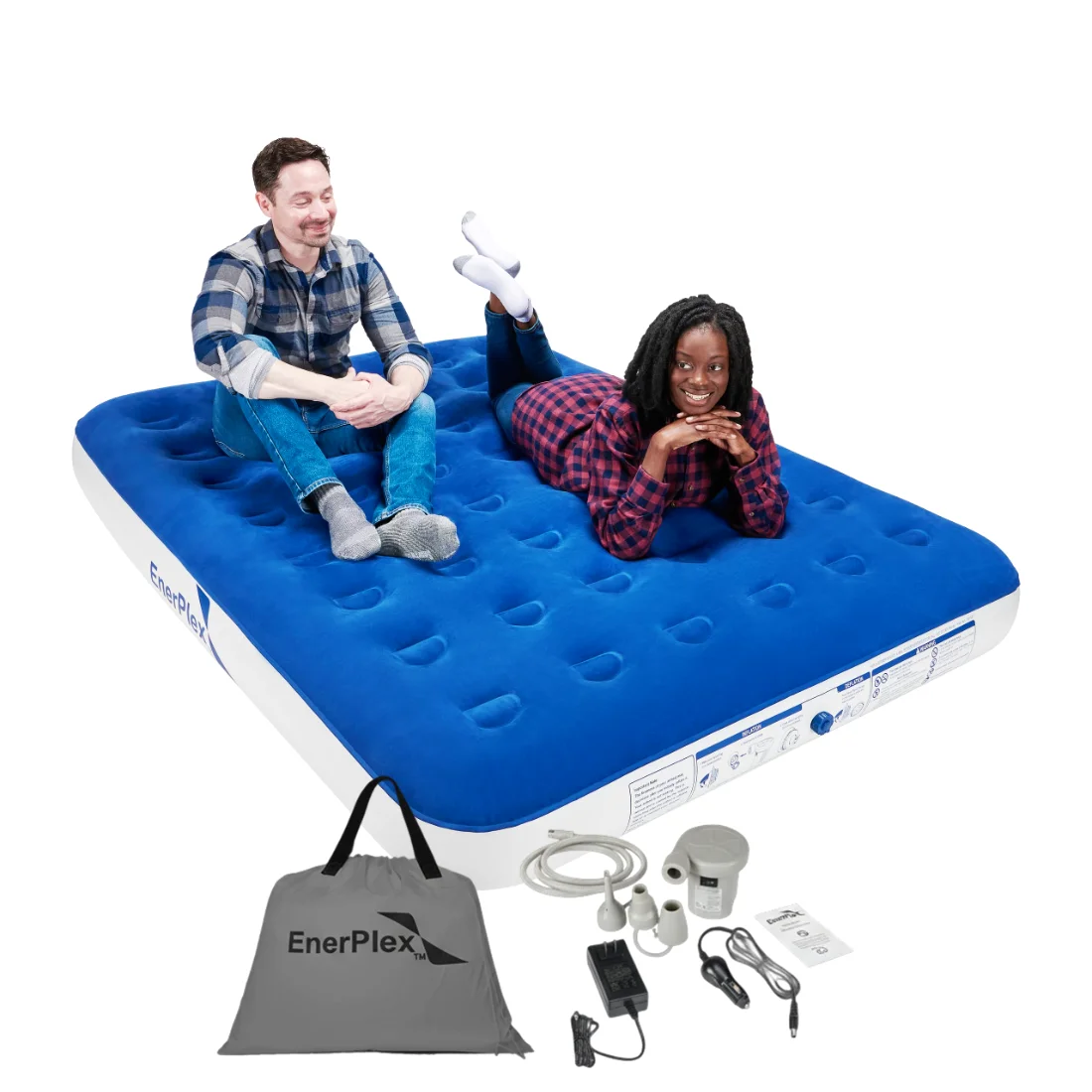 EnerPlex 9-Inch Queen Camping Airbed, Blue